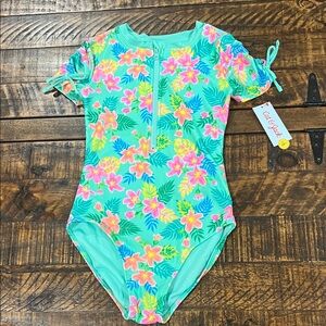 Cat & Jack Aqua Floral Rashguard